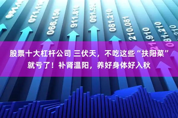 股票十大杠杆公司 三伏天，不吃这些“扶阳菜”就亏了！补肾温阳，养好身体好入秋